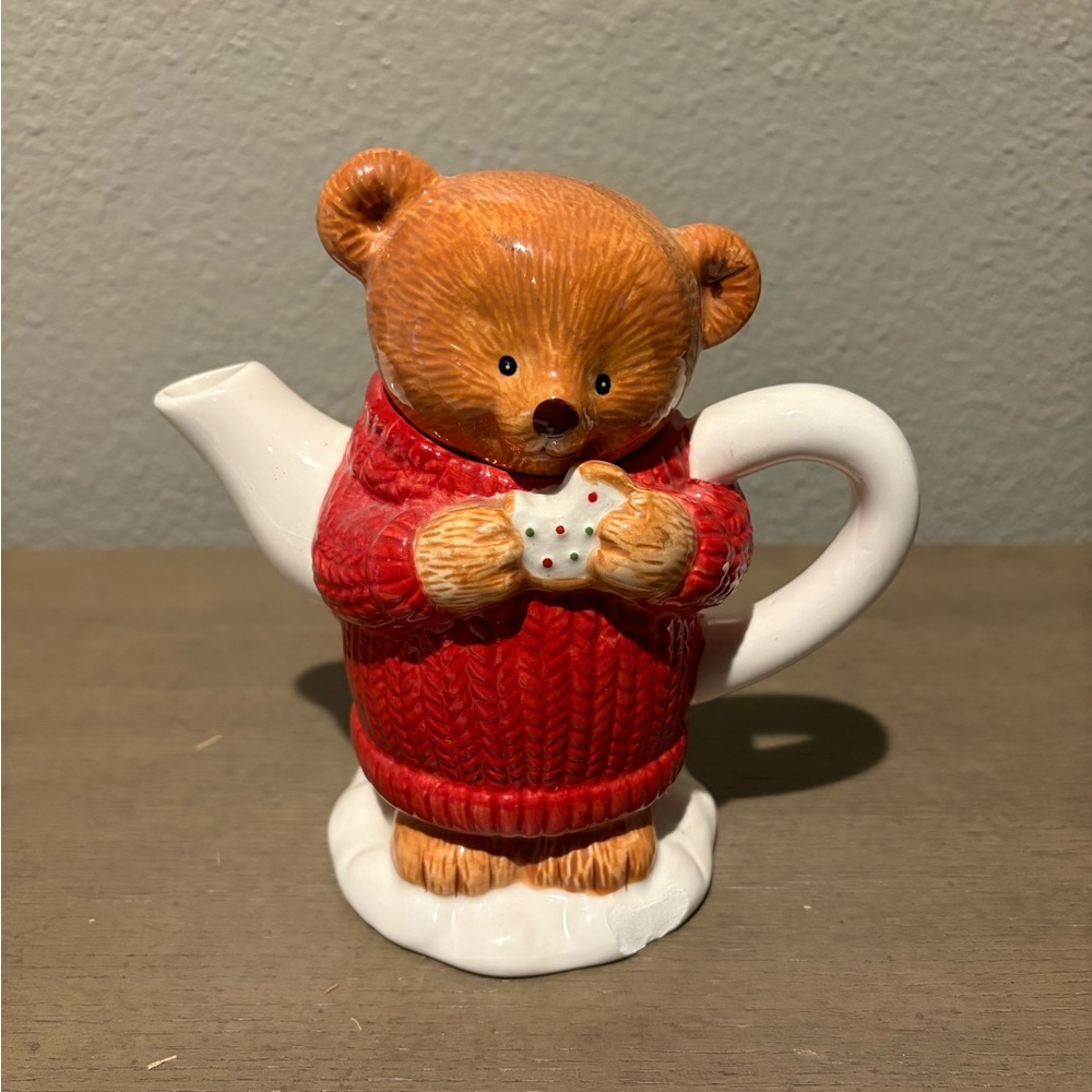 Whimsical Red and White Bear Accent Decor